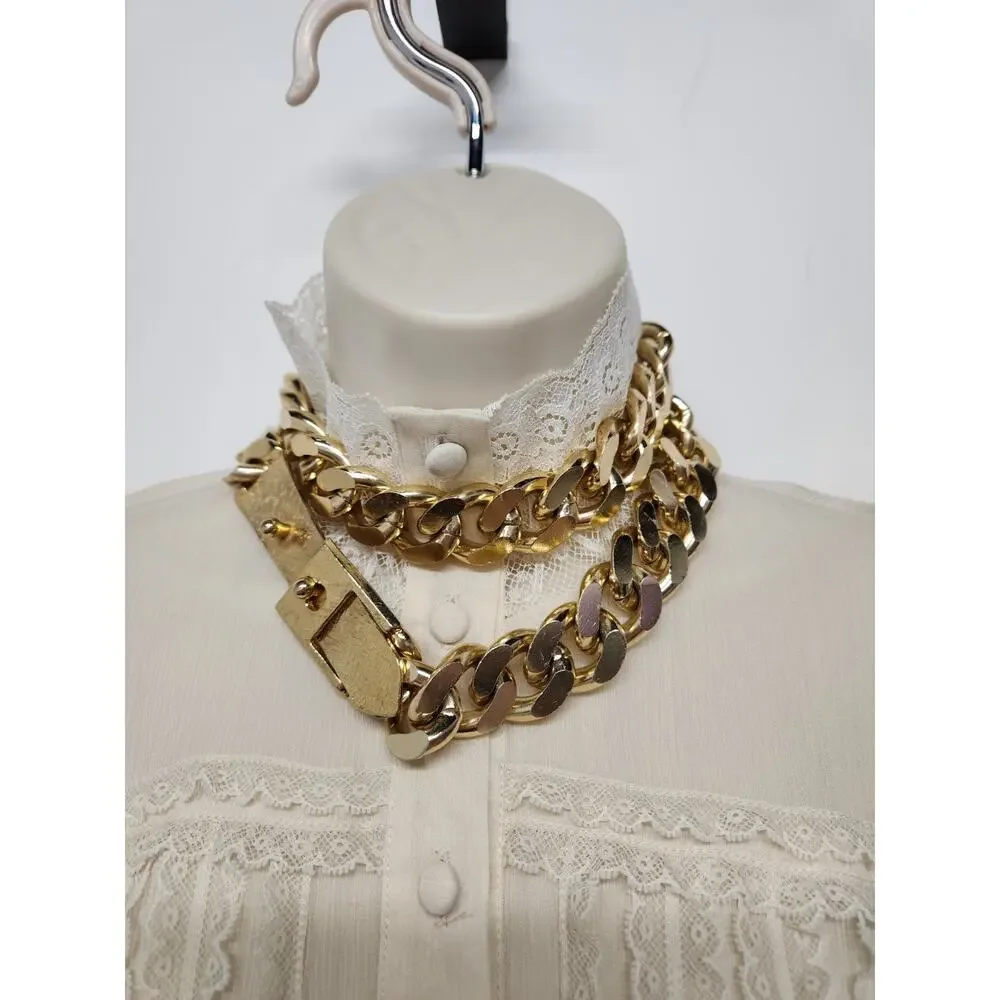 Iconic Vintage Accessocraft Gold Tone Jumbo Miami Curb Link Chain Belt/Necklace
